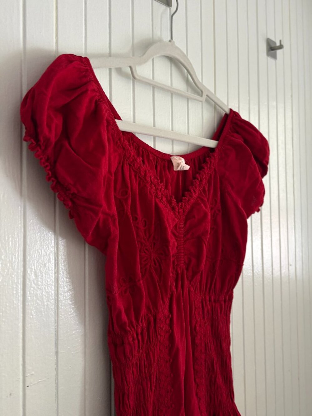 100% Cotton Smocked Peasant Mini Dress - Picture 3 of 16